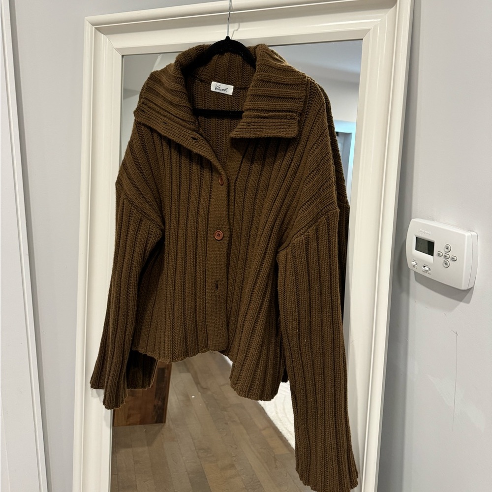 Wool Blend Brown Cardigan